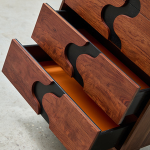 Red Oak Solid Wood Five Drawer <b>Chest</b> Retro Vintage <b>Storage</b> Cabinet For Living Room Bedroom - Product Image 2