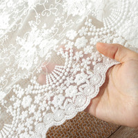 Chemin de table rectangulaire en dentelle de coton uni de style français, crocheté, pour décoration de mariage, personnalisable, pour usage domestique