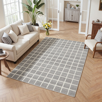 Tribesigns Moderner Jute-Teppich mit Neuartigem Muster 5x7 Grau Plüschiger Flor Ultra Dünn Rutschfest Oeko-TEX Zertifiziert für Außenbereich