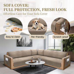 Housse de canapé d'angle en velours personnalisable, antidérapante, imperméable, adaptée aux animaux domestiques, à carreaux, avec poche, <span class=keywords><strong>pour</strong></span> salon - Product Image 5