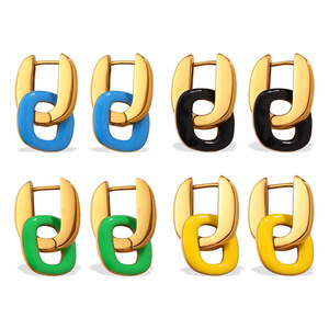 Geometric Stud <b>Earrings</b> Zinc Alloy Stainless Steel <b>Post</b> Party Fashion Women's Color Block Design EH1279 - Product Image 5