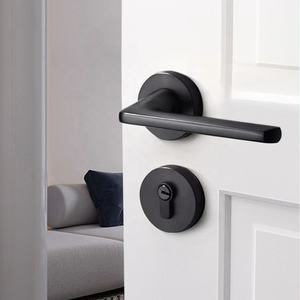 Mode chambre porte poignée <span class=keywords><strong>serrure</strong></span> solide alliage <span class=keywords><strong>d</strong></span>'aluminium noir <span class=keywords><strong>intérieur</strong></span> chambre porte poignées <span class=keywords><strong>serrure</strong></span> - Product Image 2