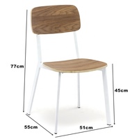 Ensemble de table et chaises de restaurant industriel empilables, structure en métal, plateau en bois, mobilier de salle à manger pour hôtel, restauration rapide, café