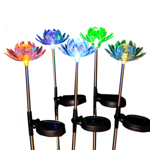 Luces Solares LED Hongyixuan con Forma de Flor de Loto para Jardín, Acrílicas, Impermeables, para Césped y Paisajismo - Product Image 4