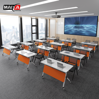 Ensemble table et chaise pliantes multifonctionnelles - Bureau de conférence en bois durable et minimaliste, facile à assembler pour le bureau/la salle de classe