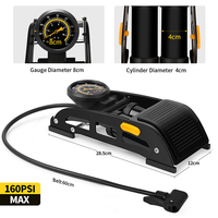 Pompe à pied portable pliable BAIMEI 160 psi haute pression en acier, durable, légère, rapide et étanche pour vélos/voitures/motos