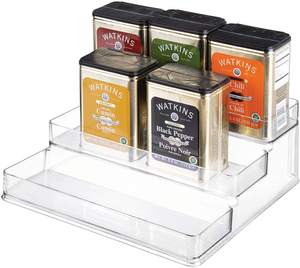 Étagère de rangement de cuisine domestique, organisateur d'armoire en acrylique transparent à 3 niveaux, support d'épices en escalier pour garde-manger - Product Image 2