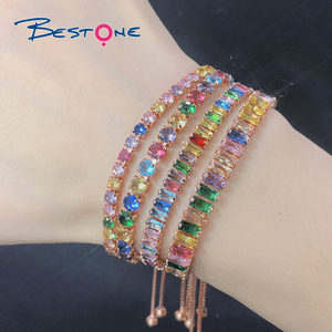 สร้อยข้อมือทองแดงชุบทองสำหรับผู้หญิงสร้อยข้อมือเทนนิสเพทายสีดำ - Product Image 5