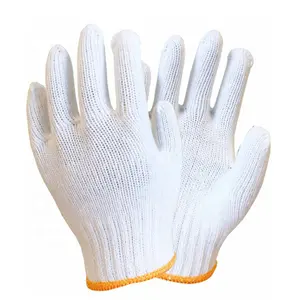 Wildly used Best quality 10 gauge washable hard-wearing Bleached white Polyester cotton hand safety string knitted work gloves