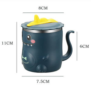 Tasse de soupe au lait et <span class=keywords><strong>en</strong></span> acier inoxydable, <span class=keywords><strong>pour</strong></span> enfants, avec poignée de couvercle, design dessin animé, mignon, dinosaure, 1 pièce - Product Image 5