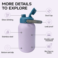 Carafe isotherme en acier inoxydable à double paroi, 64 oz, isolation thermique 12-24h, pour camping en plein air, vente en gros