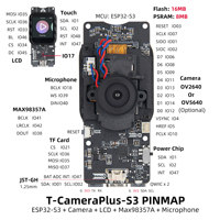 Carte de développement LILYGO T-CameraPlus-S3, processeur double cœur ESP32-S3R8, caméra 2MP + écran tactile 1,3 pouce, Wi-Fi + Bluetooth
