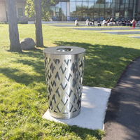 Poubelle extérieure conique commerciale 61L en acier inoxydable brossé, à ouverture supérieure, écologique, grande taille, moderne et luxueuse pour déchets publics