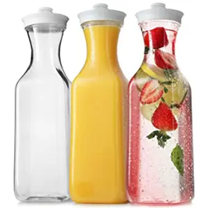 كأس عصير عصير من البلاستيك الشفاف سعة 1 لتر 2 لتر إبريق عصير من البلاستيك بفم واسع مع أغطية لمطعم KTV للشرب