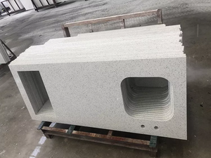 Comptoir en pierre de Quartz blanc pas cher en gros de haute qualité directement de l'usine étincelle Vietnam prix dalle de vanité salle de bain haut - Product Image 4