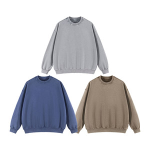 Athleisure Style Men's Acid Wash Sweatshirt 380GSM 100% Cotton French Terry Crewneck Oversized Sweatshirt - Product Image 6