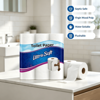 Papier toilette premium épaissi, soluble dans l'eau, en pâte de bois vierge, sans agents fluorescents, compatible fosses septiques