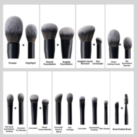 Kuas Makeup BEILI Buatan Sendiri, Kuas Rias Wajah Dua Sisi, Vegan, Sintetis, untuk Kontur, Bedak, Concealer, Blush, Set Kuas Makeup