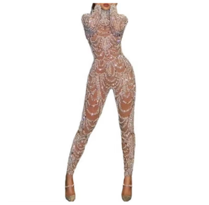 Tuta Elegante da Donna Autunno 2024 Decorazione di Lusso con Paillettes Body da Festa Aderente Casual Design Skinny a Tinta Unita - Product Image 5