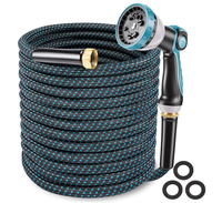 Tuyau d'arrosage BSCI 50FT anti-UV non extensible, anti-fuite, léger, durable, sans plis, avec buse de pulvérisation pour le lavage de voitures et l'arrosage