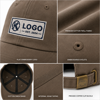 Gorra de Béisbol Deportiva de Algodón Cepillado Personalizada con MOQ Bajo, Sin Estructura, Ajustable, Bordado Frontal, Logotipo de Marca Privada, Merchandising