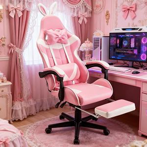 Best-seller Fauteuil de jeu avec roulettes silencieuses Rembourrage en cuir PU Dossier haut inclinable Idéal pour la configuration de la salle de jeux - Product Image 6