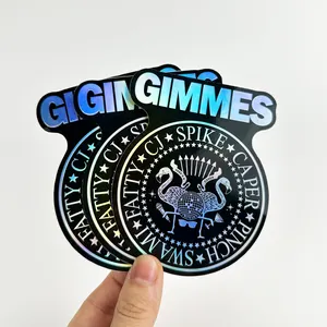 Stiker Hologram Laser reflektif pelangi Logo bentuk tidak beraturan stiker kustom Hologram vinil berkilau berperekat otomatis