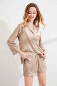 Fung Item 6002 Set Pigiama Donna Manica Lunga e Pantaloncini, Camicia da Notte, Abbigliamento da Casa, Scollo a V - Product Image 5