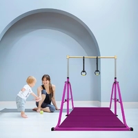 Équipement de gymnastique pour enfants réglable en hauteur, entraînement à domicile, barre de gymnastique pliable avec tapis et anneaux
