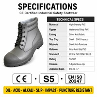 Sepatu Boots Safety Pria Anti Air PVC Desain Tali, Pelindung Baja Anti-Hantaman Anti-Tusuk untuk Pabrik dan Bengkel
