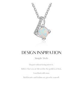 S925 Sterling Silver Brilliant Cut Rainbow Opal Pendant Necklace Dainty CZ Accent Rhodium Plated Engagement Wedding Jewelry - Product Image 6