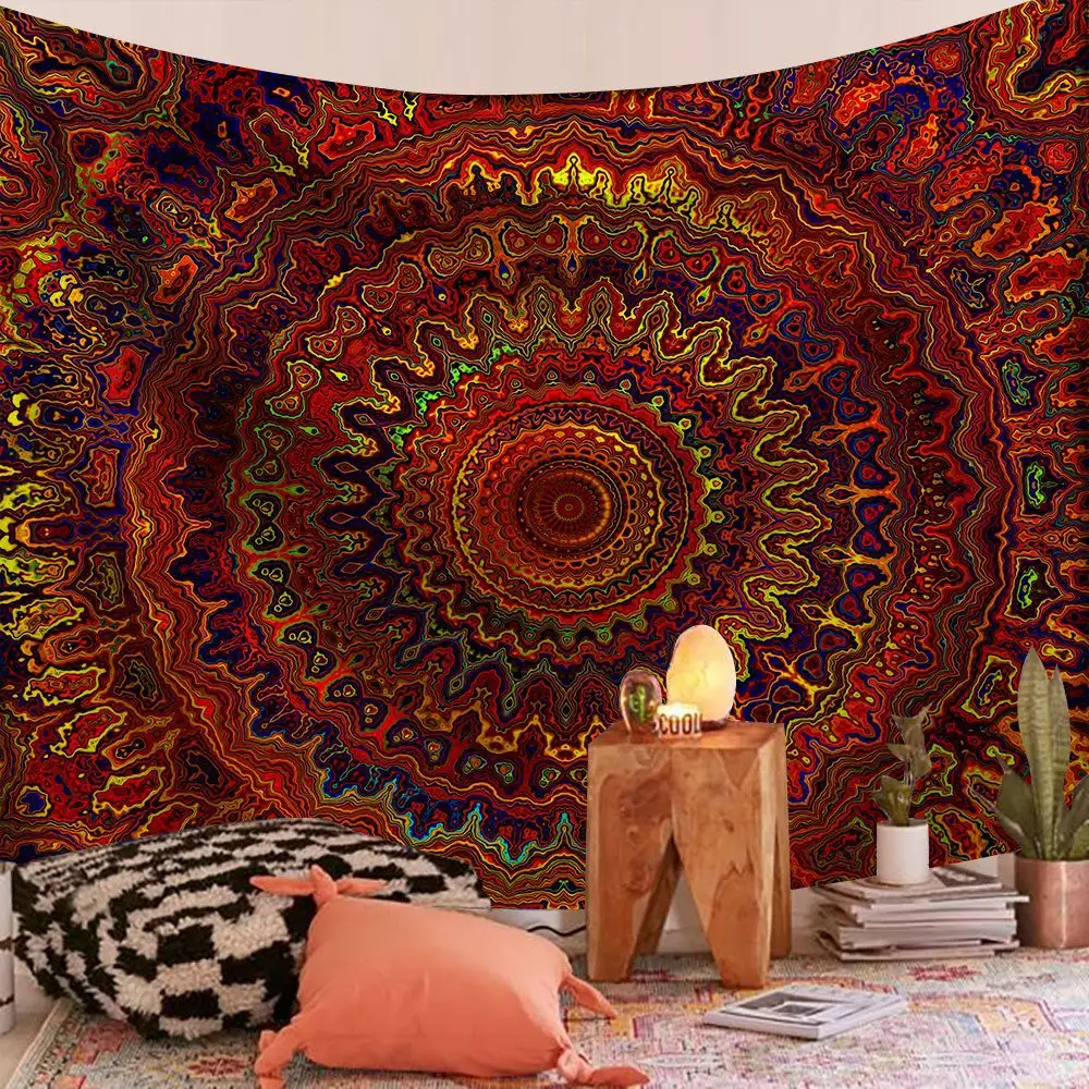 Toptan özel hint Bohemian Mandala Boho hippi Polyester dijital baskılı duvar asılı goblen yatak odası dekoru