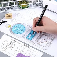 Ensemble de dessin géométrique multifonctionnel : compas métallique, règle, rapporteur, kit de géométrie triangulaire pour étudiants, fournitures scolaires, cadeau