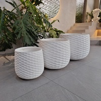 Jardinières modernes en résine blanche avec motif circulaire pour plantes vertes d'intérieur, style minimaliste