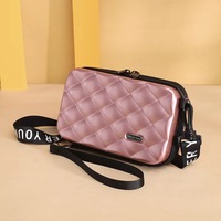 Sac de rangement multifonctionnel mini, à rayures, avec fermeture éclair, coque rigide en ABS PC, valise cosmétique pour femmes, voyage, maquillage