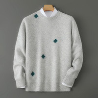 Pull en laine pour homme, col rond, color block, coupe ample, épais, style décontracté chic, tricoté, vente en gros usine, support OEM/ODM