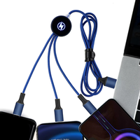 Câble de charge USB tressé 3 en 1 avec lumière nocturne, USB A vers Type C Micro USB & L, cordon de charge multi-appareils pour iPhone iPad Android