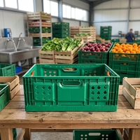 Caisse de rangement pour légumes en plastique PP robuste, empilable, pliable et ventilée, design créatif, fournie en gros par l'usine