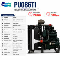 Moteur diesel Hyundai Doosan série PU, modèle PU086TI, 213 kW, 290 ch, 2200 tr/min, turbo, pour pompe à incendie, générateur, pompe à eau