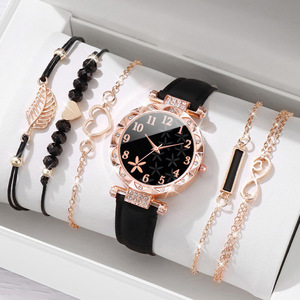 Novo Conjunto de 6 Relógios Femininos de Quartzo com Pulseira de Couro PU, Mostrador de 36mm, Caixa de Liga Metálica, Estilo Charmoso, Sucesso de Vendas Transfronteiriço - Product Image 2
