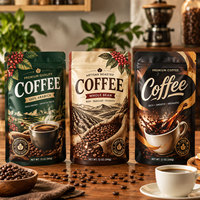 Sachets Doypack pour café en grains, personnalisables, haute barrière, refermables à fermeture éclair, pour emballage de café torréfié, vente en gros