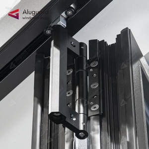 Aluguard gran doble vidrio aluminio acordeón <span class=keywords><strong>puerta</strong></span> <span class=keywords><strong>corredera</strong></span> plegable diseño moderno para Interior Villa entrada Patio plegable principal - Product Image 6