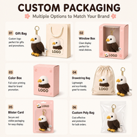 Porte-clés en peluche personnalisé Aigle chauve, jouet en peluche doux, porte-clés oiseau rembourré pour sac à dos, cadeau, vente en gros