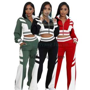 Custom Logo Streetwear Women's Mini Dress Contrast Color Zipper Long Sleeve Lapel Jacket 2 Piece Sexy Outfit - Product Image 4