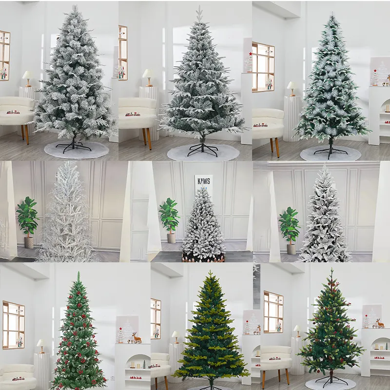 7ft 210cm Luxury PE/PVC Mixed Tips Christmas Tree Pre-Lit Tree With Lights