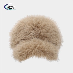 Mũ bóng chày lông thú giả dày dặn màu trơn mù<span class=keywords><strong>a</strong></span> đông giữ ấm, che mặt, kiểu dáng nhỏ gọn, chống lạnh, mũ lưỡi trai lông xù - Product Image 3