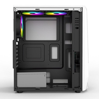 Boîtier PC avec ventilateur RGB, panneau latéral en verre trempé, boîtier PC de jeu ATX, prend en charge les cartes mères ITX MATX ATX