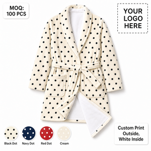 Accappatoio in Peluche Personalizzato all'Ingrosso, Morbido Accappatoio in <span class=keywords><strong>Pile</strong></span> con Collo a Scialle, OEM Private Label per Marchi al Dettaglio - Product Image 6
