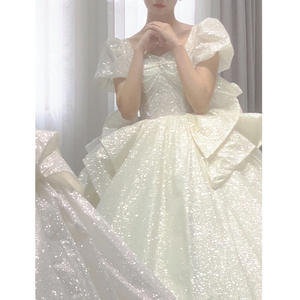 Guangzhou Auyan 2024 nouvelle <span class=keywords><strong>mariée</strong></span> fil principal traînant Sen femmes enceintes rétro Simple Ld <span class=keywords><strong>robe</strong></span> <span class=keywords><strong>de</strong></span> <span class=keywords><strong>mariée</strong></span> blanche pour mariage formel - Product Image 4