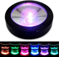 Dessous de verre lumineux coloré à LED pour boissons Vin Boîte de nuit Bar Sous-verres lumineux rechargeables Tasse à bouteille Tapis lumineux Porte-gobelet